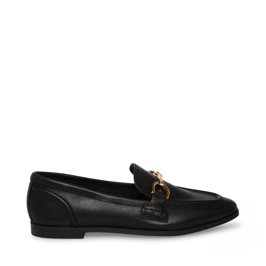 Black Steve Madden Carrine Leather Women\'s Loafers | PH 4972JME